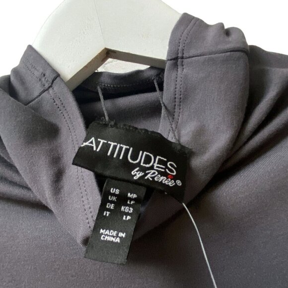 Attitudes by Renee Turtleneck Dress Medium Petite Gray Midi Tshirt Midi NWT - Picture 6 of 10
